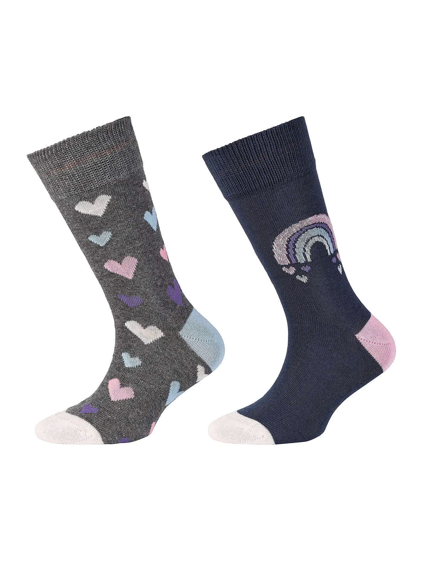 CAMANO | Mädchen Socken 2er Pkg. Dark Grey Melange | 